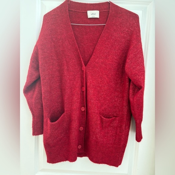 Wilfred Sweaters - Wilfred Bilbao Alpaca Wool-Blend Oversized Cardigan Crimson Red